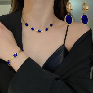 Emerald necklace earrings bracelet নীল