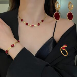 Emerald necklace set মেরুন