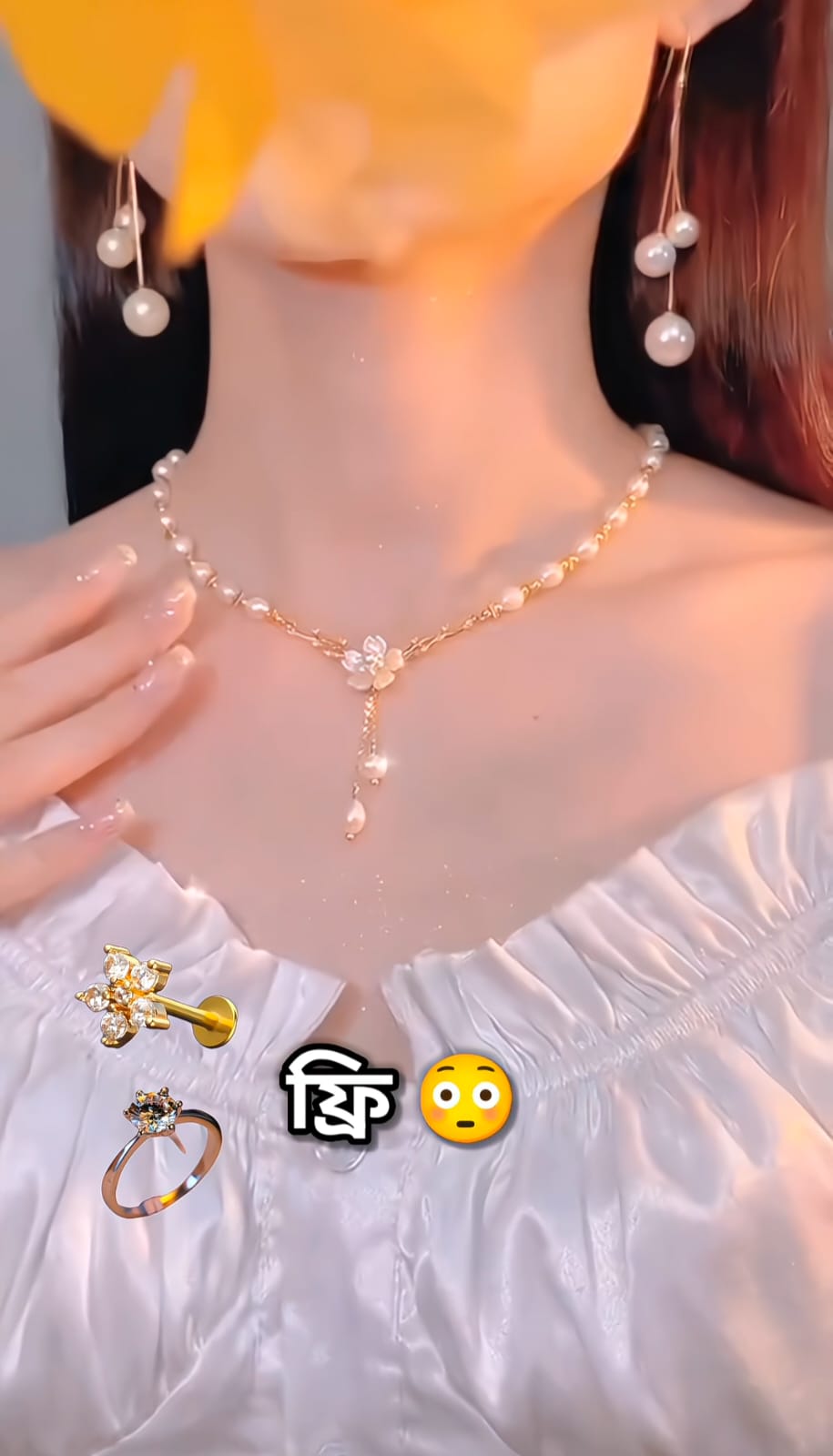 Elegant Flower Pearl Necklace set